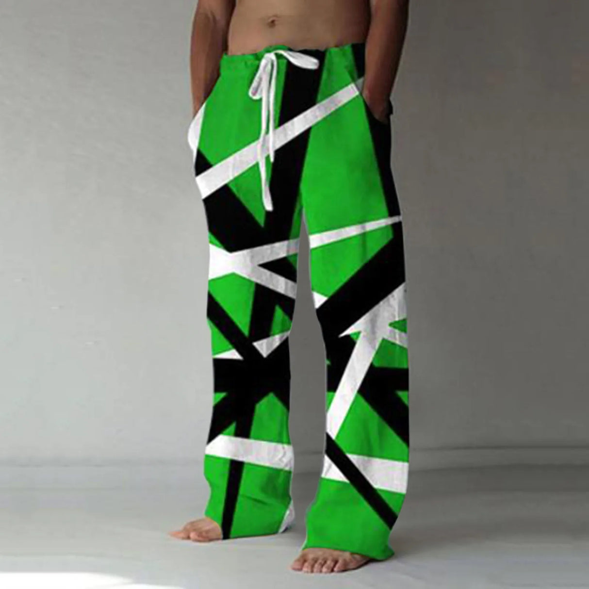 Mens Summer Fashion Casual Sweatpants Patchwork Color Print