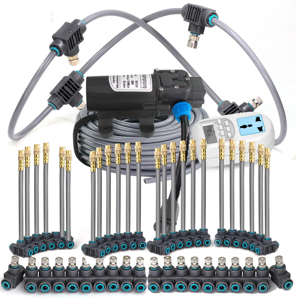 60W Self-Priming Pressurize Pump Mist Nozzle Watering System