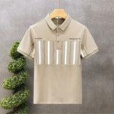 Korean Summer Men Striped Polo Shirts Streetwear Fashion