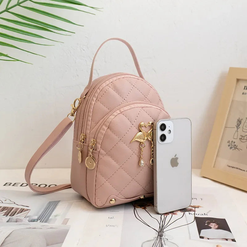 Mini Backpack for Women Cute Swan Hanging Embroidery