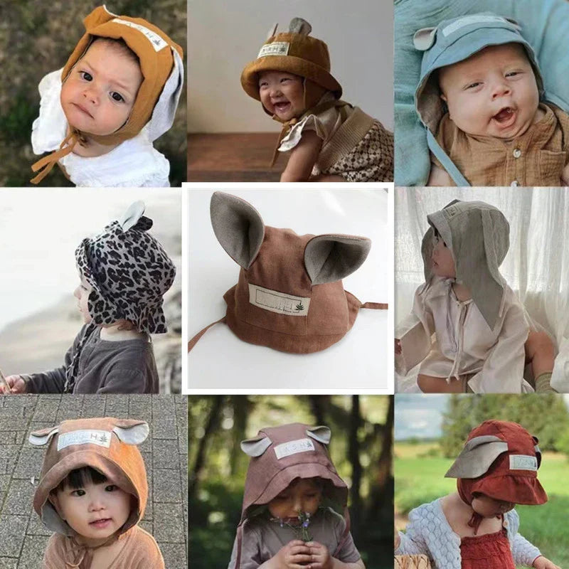 Baby Animal Ears Cute Fisherman Cap Breathable Linen