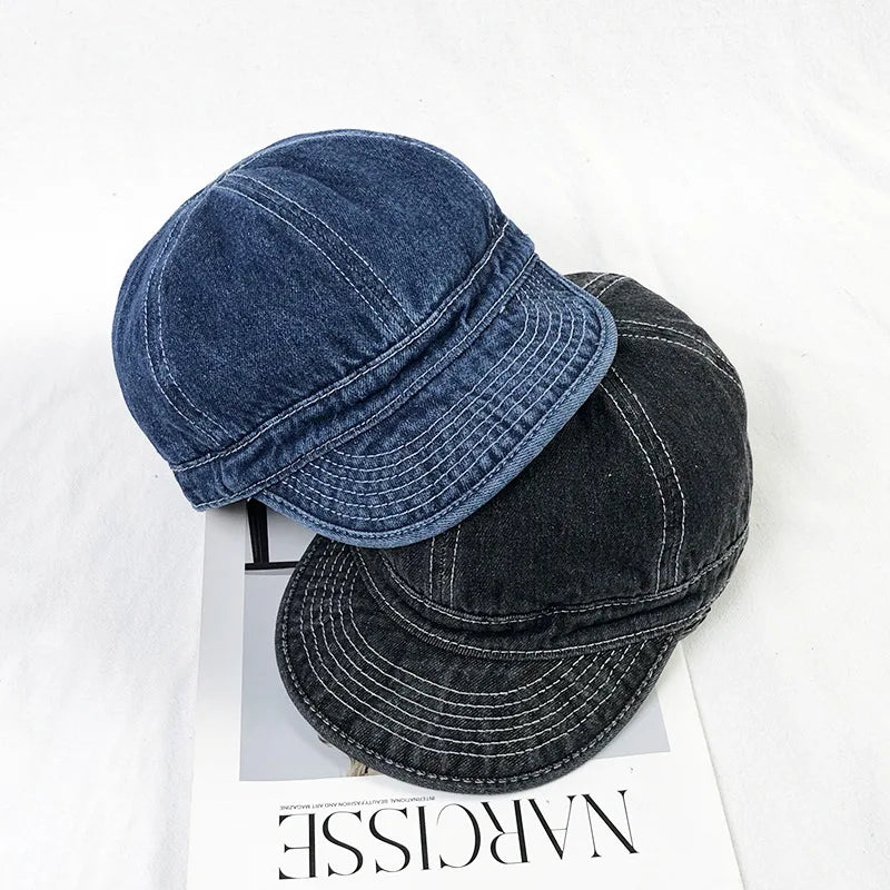 Short Brim Denim Baseball Caps for Men Summer