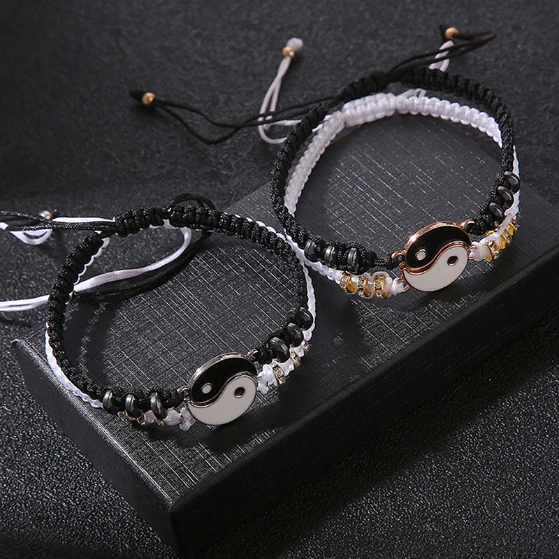 2Pcs Tai Chi Yin Yang Couple Bracelets Necklaces