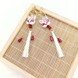 Vintage Fox Mask Earrings for Women Japanese Style