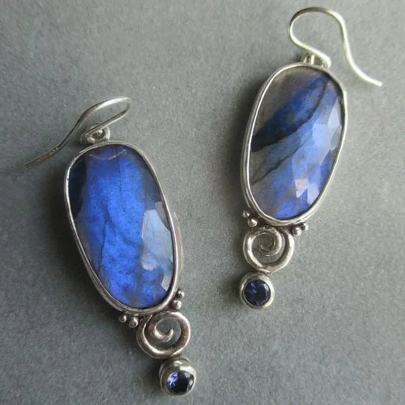 Bohemian Water Drop Blue Stone Earrings for Women