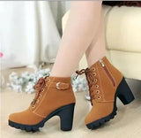 Winter High Heeled Women Boots Cross Straps Short