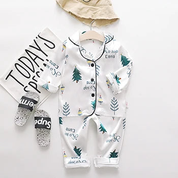 Toddler Girls Silk Satin Pajamas Sets Cartoon Kids