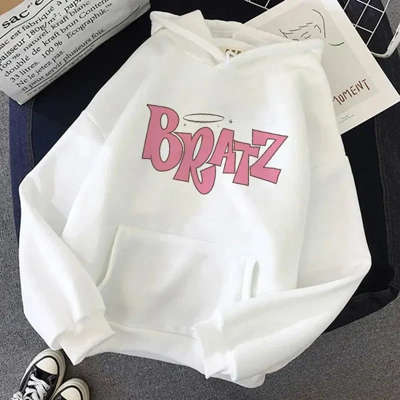Bratz Letter Printed Plus Size Hooded Sweatshirt Men