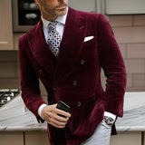 Men's Double Breasted Velvet Blazer for Dinner Italian