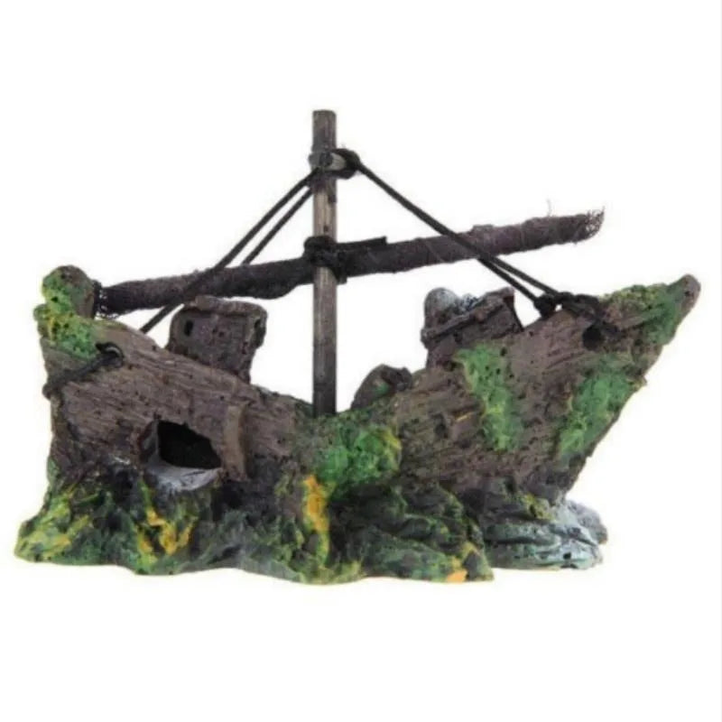 1PC Aquarium Fish Tank Landscape Pirate Ship Wreck