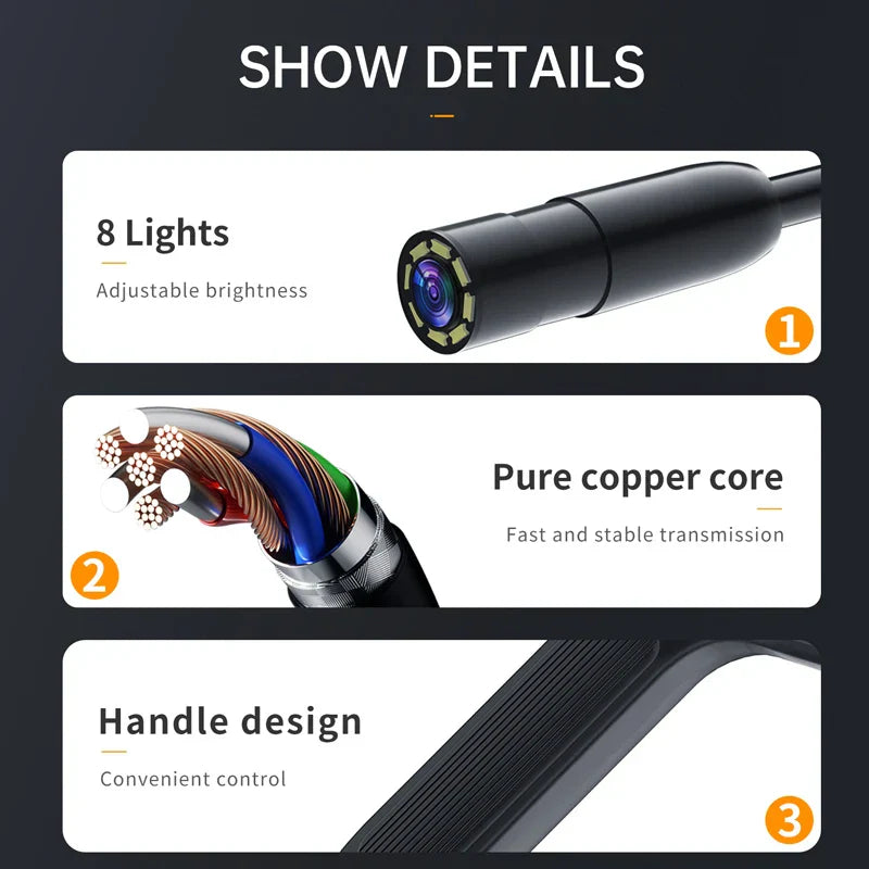 4.3 Inch HD Borescope Camera, IP67 Waterproof, 1080