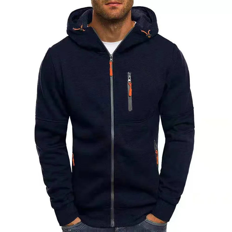 Men's Hoodies Sweatshirts Spring Autumn Casual Solid Zip