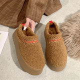 New Warm Fur Ankle Boots Women Flats Platform