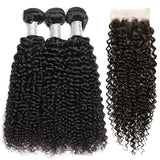 12A Kinky Curly Human Hair Bundles With Frontal