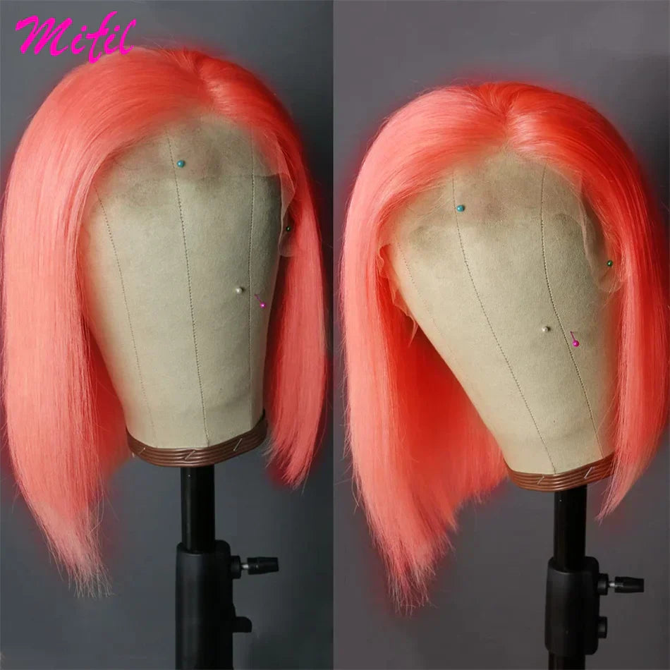 Burgundy Red Lace Front Human Hair Wigs For