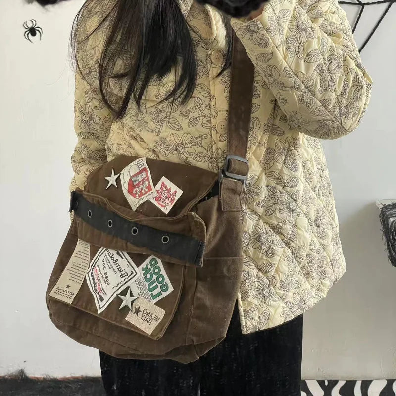 MBTI Vintage Y2k Messenger Bag for Women Canvas