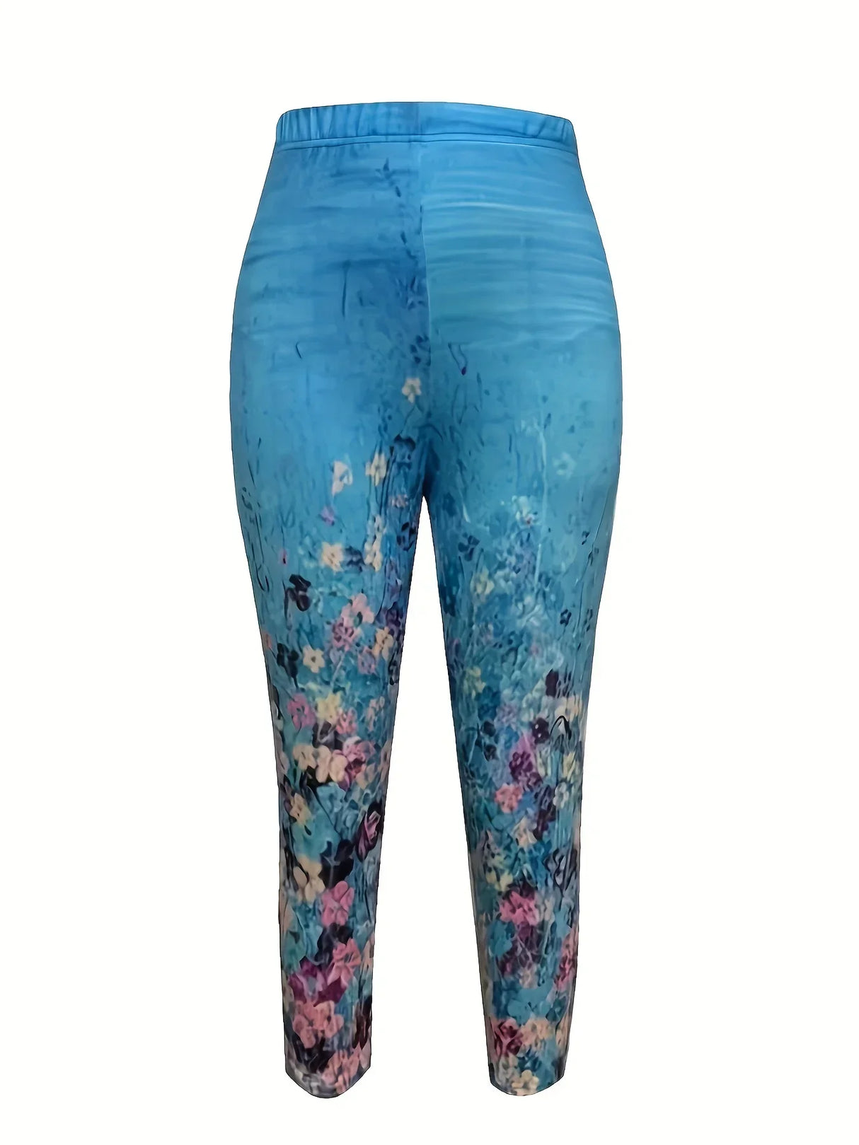 Plus Size Casual Capri Leggings Womens Plus Floral