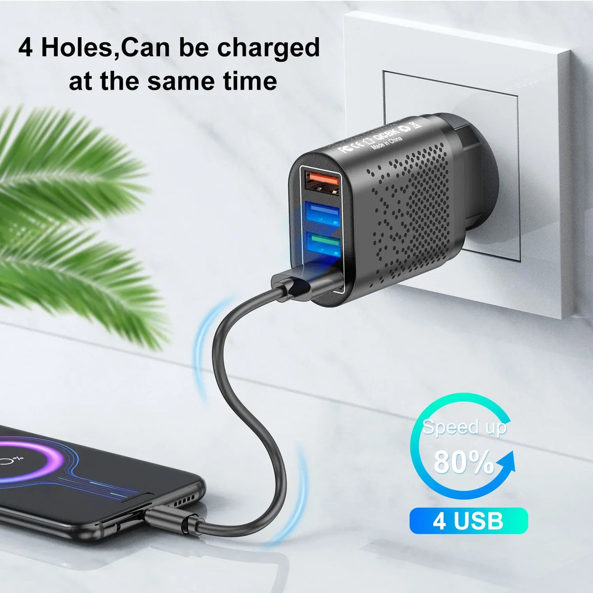 3.1A USB Charger Mobile Phone Adapter 4 Ports