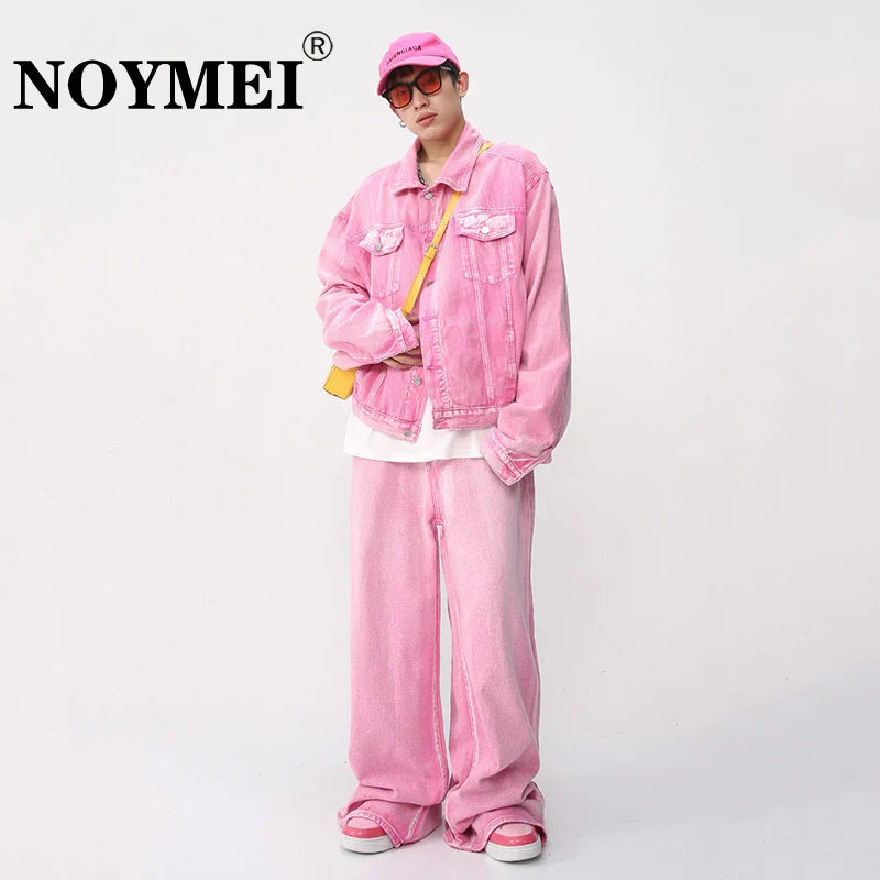 NOYMEI Pink Two Pieces Set Fashionable Long Sleeve