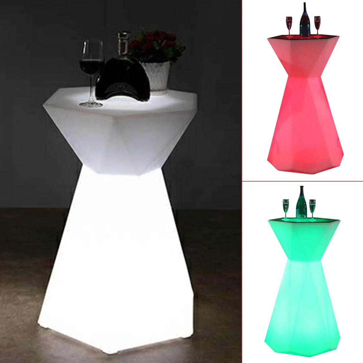 Hexagonal LED Light Up Accent Side Table, 16-Color