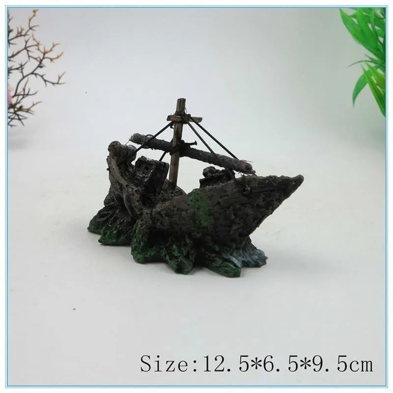 1PC Aquarium Fish Tank Landscape Pirate Ship Wreck