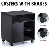 Printer Stand with Storage Adjustable Shelves, Wood Mobile