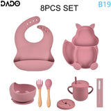 Baby Feeding Set Silicone Suction Bowls Divided Plates