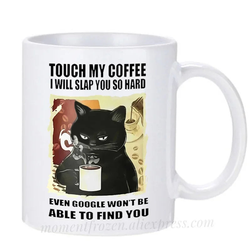 Funny Cat Mugs Coworker Gifts Coffee Spelled Backwards