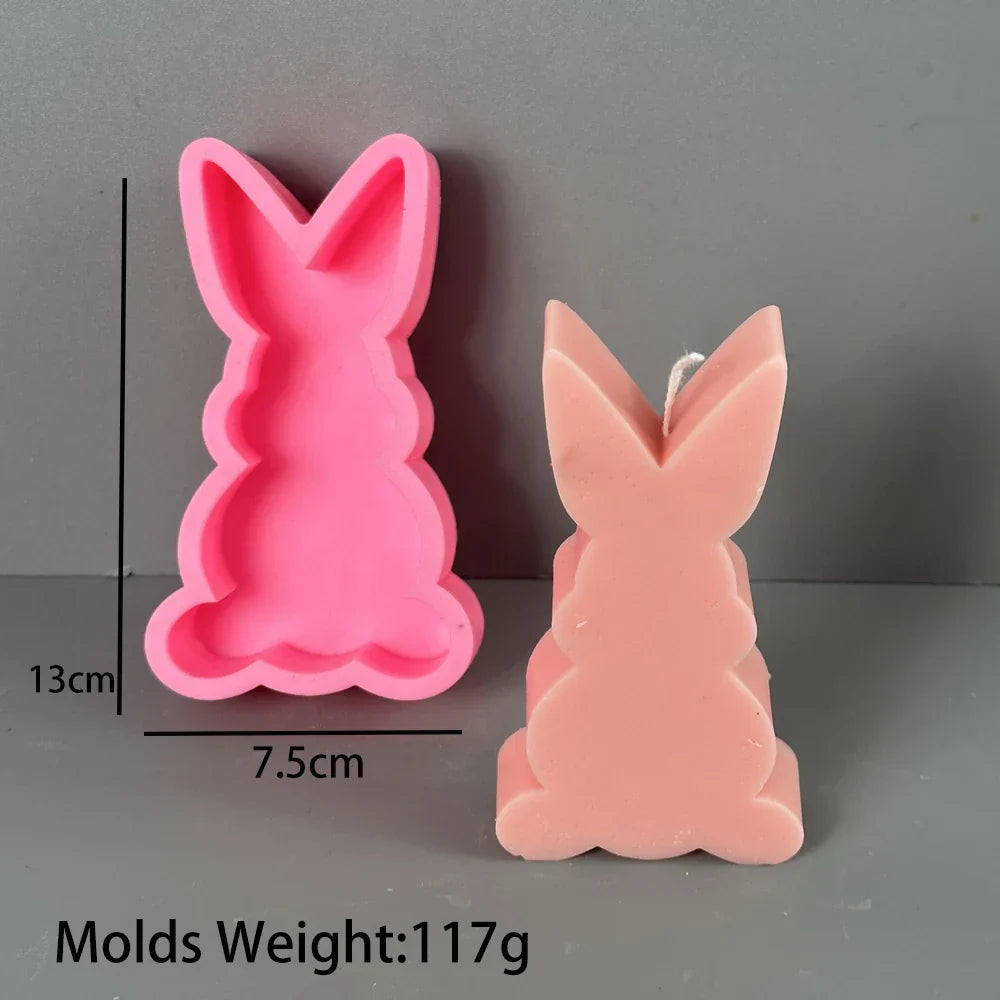 Cute Squatting Rabbit Silicone Mold 3D Animal Candle