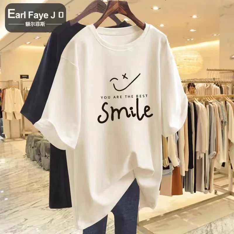 2023 Summer Plus Size Cotton TShirt Ladies Soft