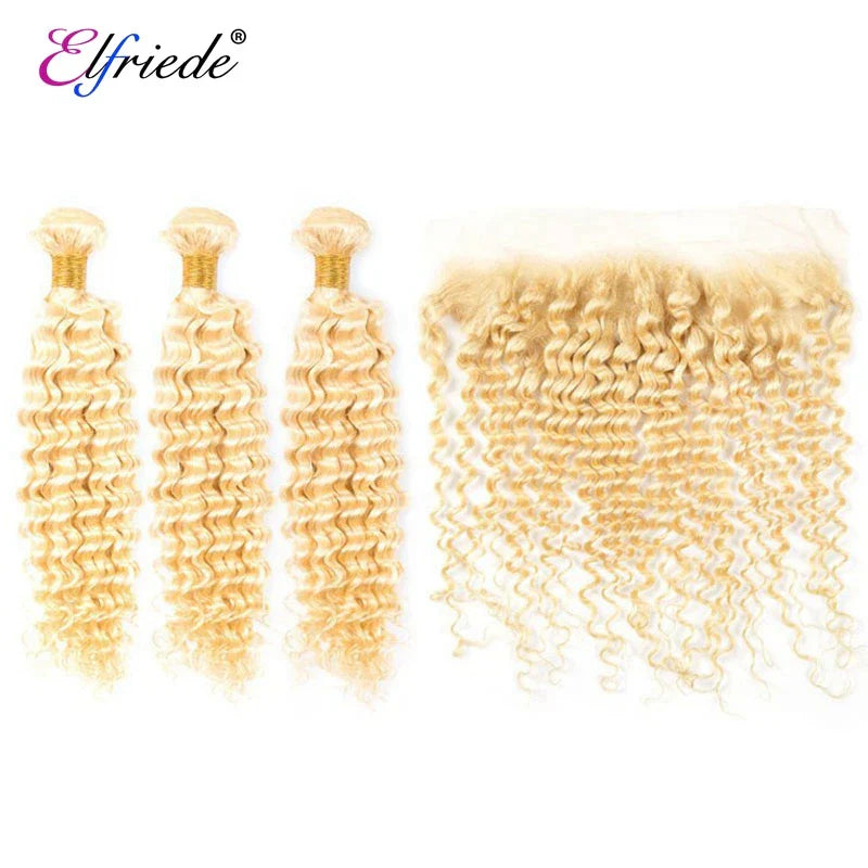 Elfriede #613 Blonde Deep Wave Bundles with Frontal