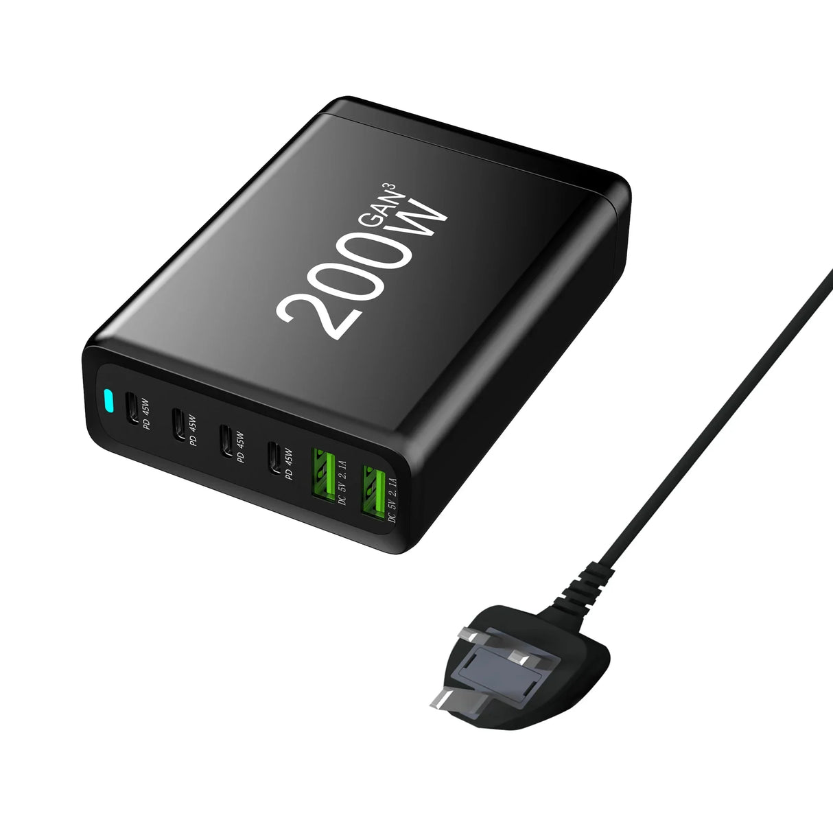 100W 120W 200W GaN Charger 6 Ports USB