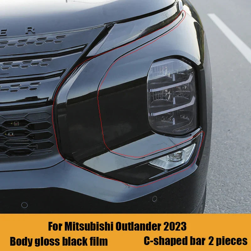 For Mitsubishi Outlander 2023 Black Samurai Car Body Sticker Zhongwang Car Logo Headlamp Center Pillar Blackening Special Film