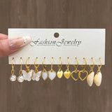 IPARAM Vintage Pearl Earrings Set Metal Dangle Earrings