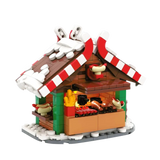 Gobricks MOC Winter Street View Christmas Grilling Stand