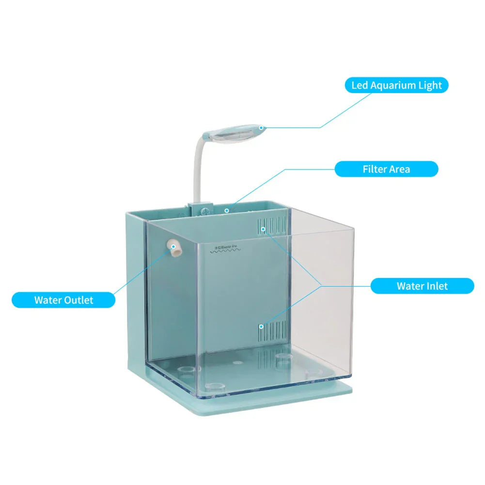 Small Fish Tank With Built-in USB Water Pump