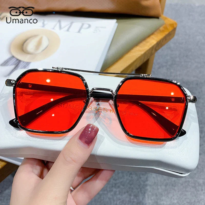 Umanco Trendy Double Beam Square Sunglasses For Men