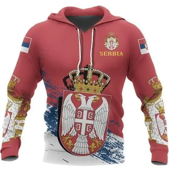 Serbia 3D hoodie National Flag Emblem Zipper Hoodie
