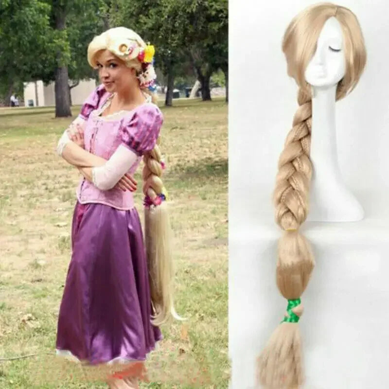 100-150cm Long Blonde Braided Cosplay Wig for Women – Halloween/Christmas Party