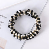 1pc Women Crystal Pearls Hair Rope Handmade Elastic