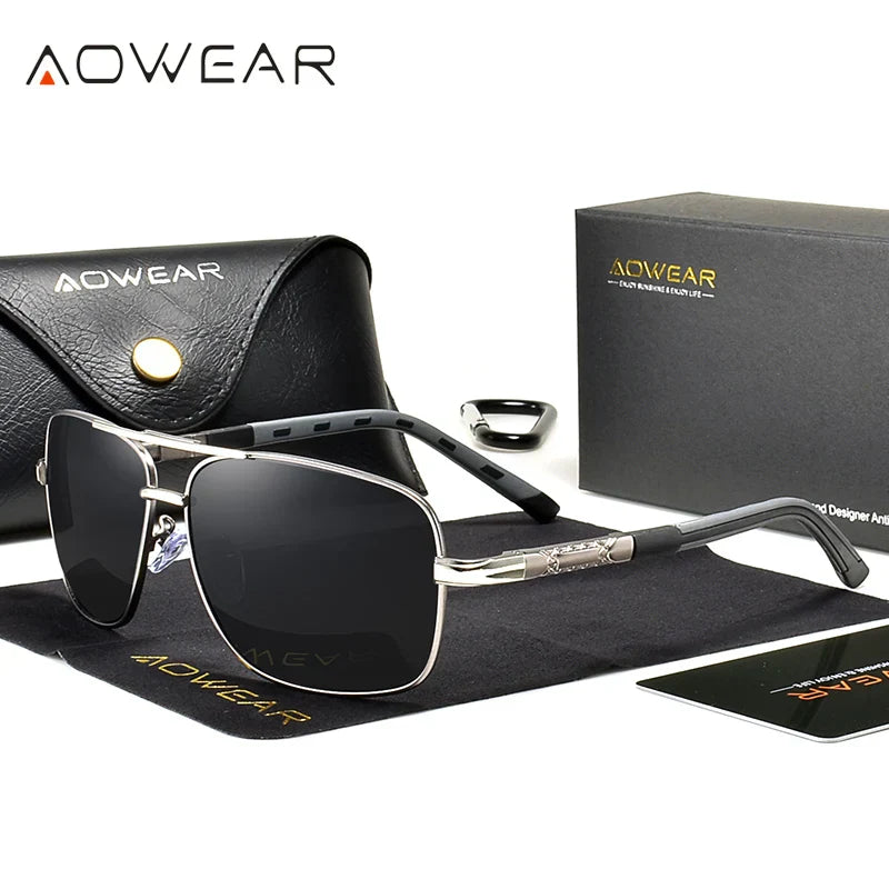 AOWEAR Men's Polarized Mirrored Sunglasses for Men Women