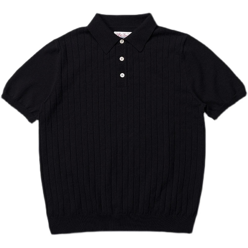 Red Tornado Rib Stripe Polo Shirt Summer Men's