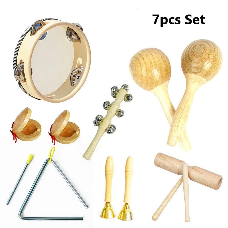 Toddlers Music Toys Set Castanet Sand Hammer Tambourine