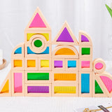 Kid Montessori Wooden Toy Rainbow Stacking Acrylic Block