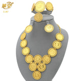 African 24K Gold Color Coins Necklace Bracelet Sets