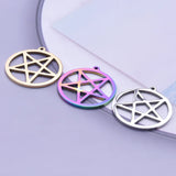 5pcs Hollow Round Pentagram Charm for Jewelry Making