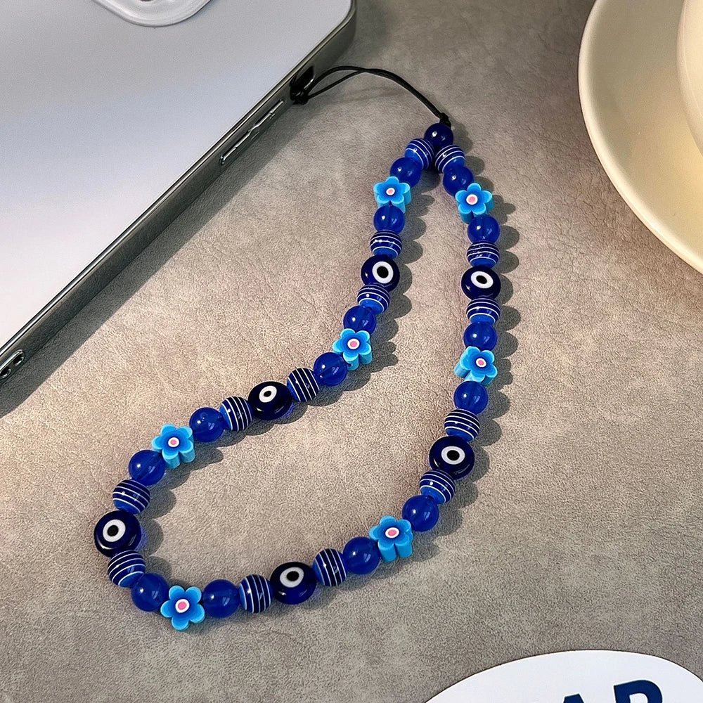 Fashion Blue Flower and Eye of Evil Beaded