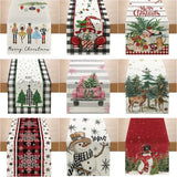 Linen Christmas Table Runner Snowman Xmas Tree Home