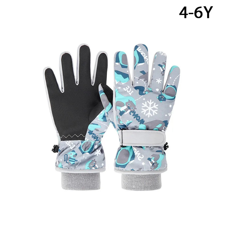 Children Winter Ski Gloves Waterproof Thicken Mittens Snow
