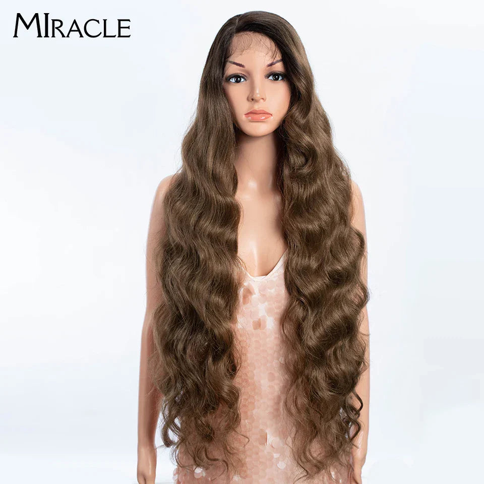 MIRACLE Synthetic Lace Front Wigs For Women Long